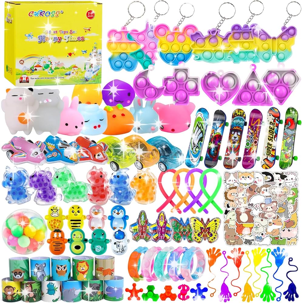 145 Pcs Party Favors for Kids, Pop Fidget Toys Pack, Goodie Bags Fillers for Kids Birthday Party, Prizes in Bulk for School, Pinata Stuffers, Classroom Prizes, Treasure Box Toys, Birthday Gift Toys