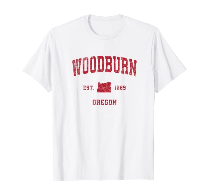 Woodburn Oregon OR Vintage Sports Design Red Print T-Shirt