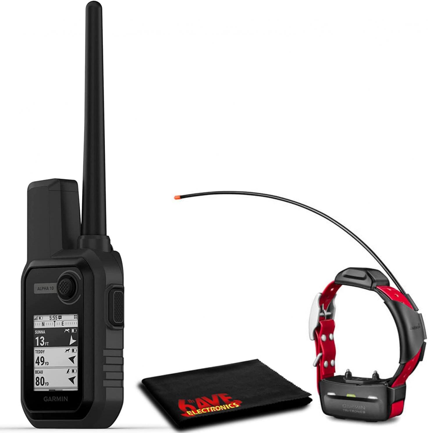 Garmin 010-02290-50 Alpha 10 Handheld Bundle with Garmin TT15X GPS Collar and 6Ave Cleaning Cloth